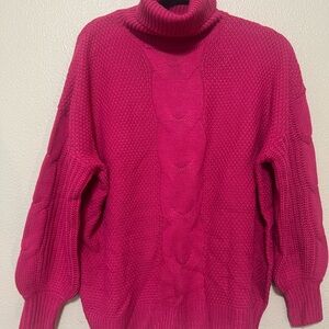 Zenana Outfitters Fuchsia Turtleneck Sweater